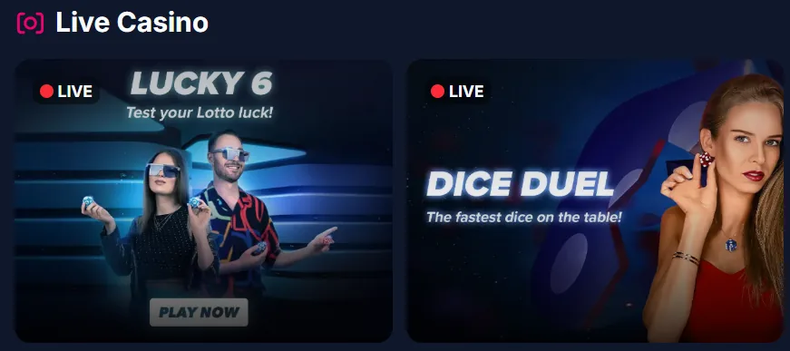 Kasyno na żywo Lukkly: Lucky 6 i Dice Duel